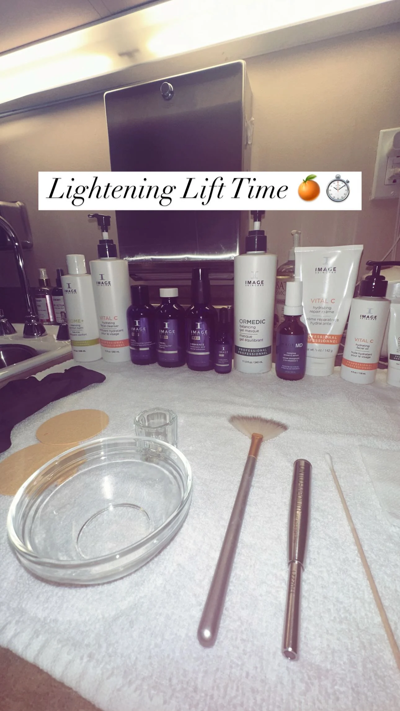 Lightening Lift Forte treatment setup with IMAGE Skincare products