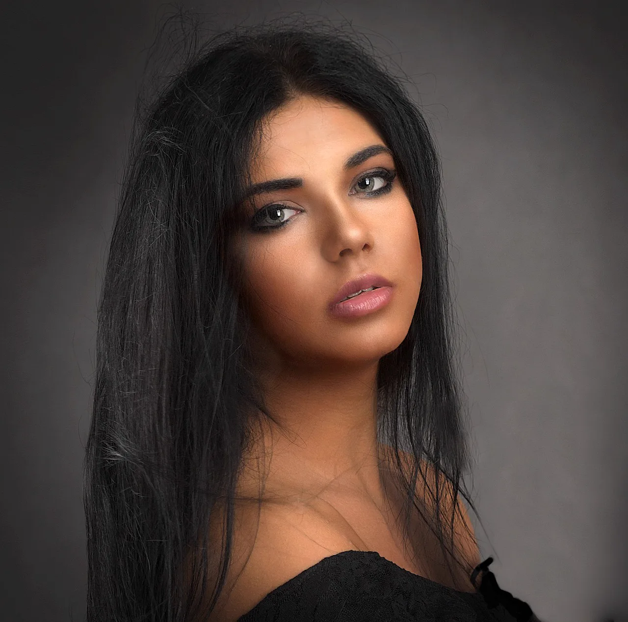 Woman with long, healthy dark hair