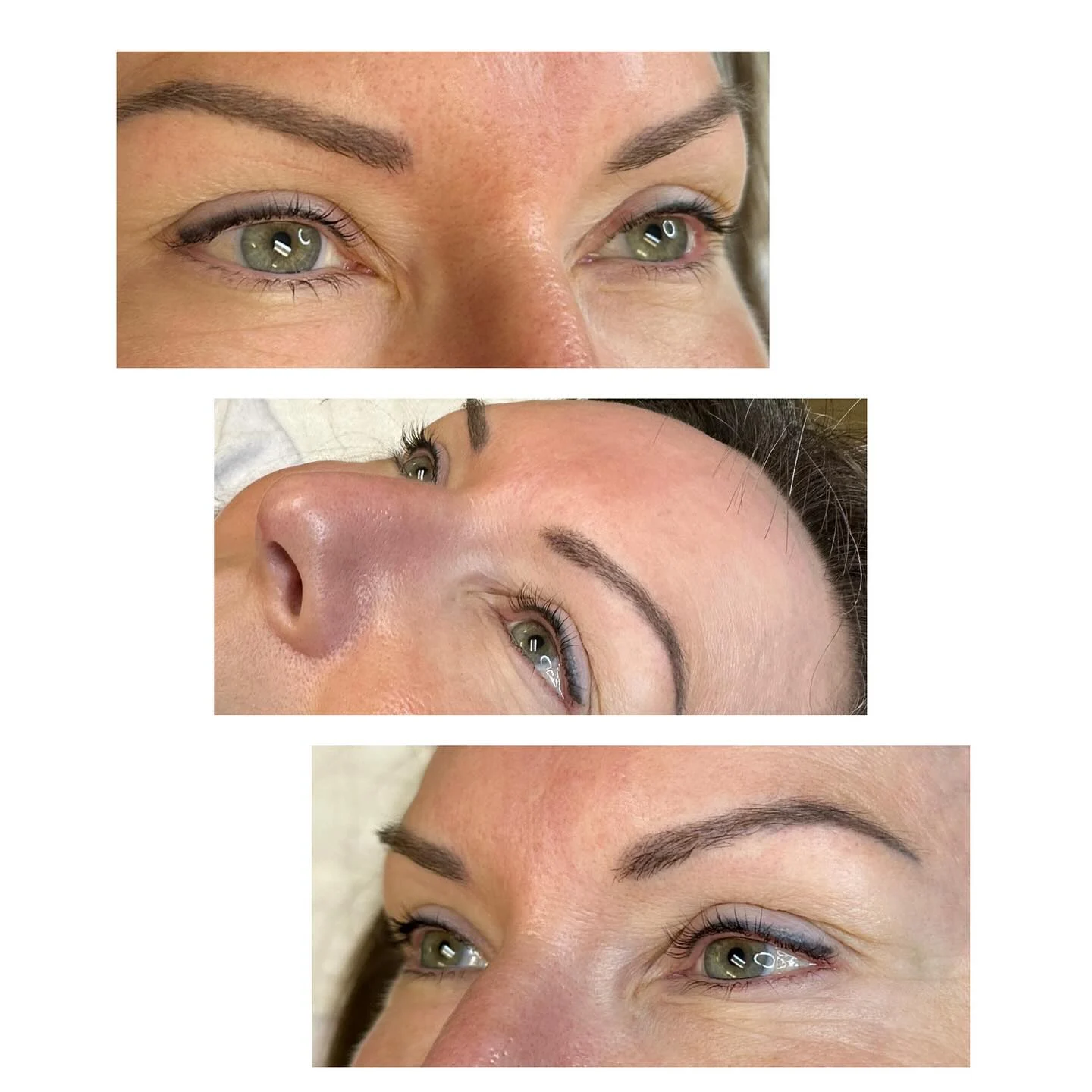 Close-up of lifted, curled natural lashes