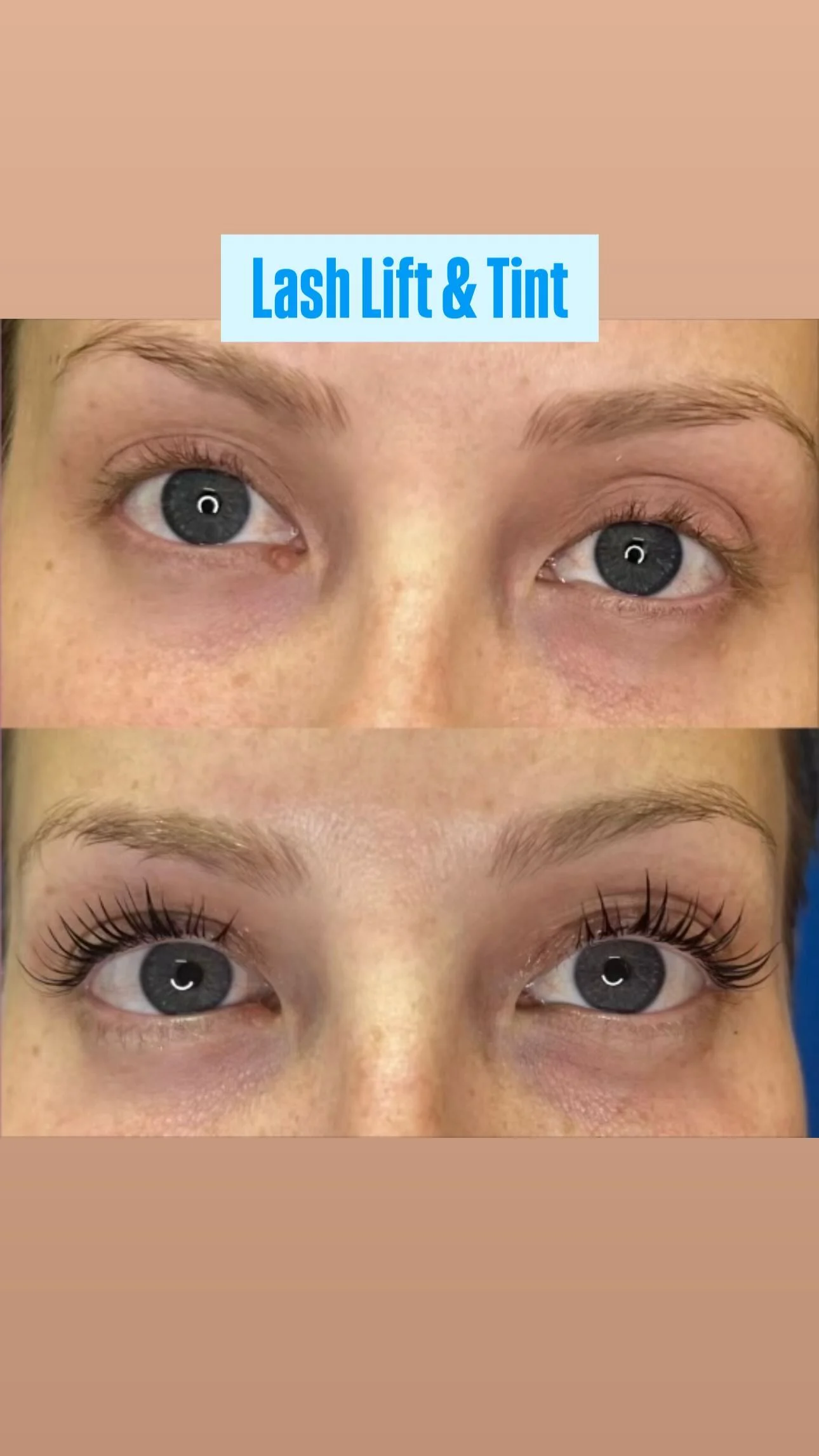Lash lift and tint before and after results