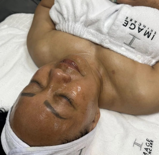 Basic facial treatment being performed