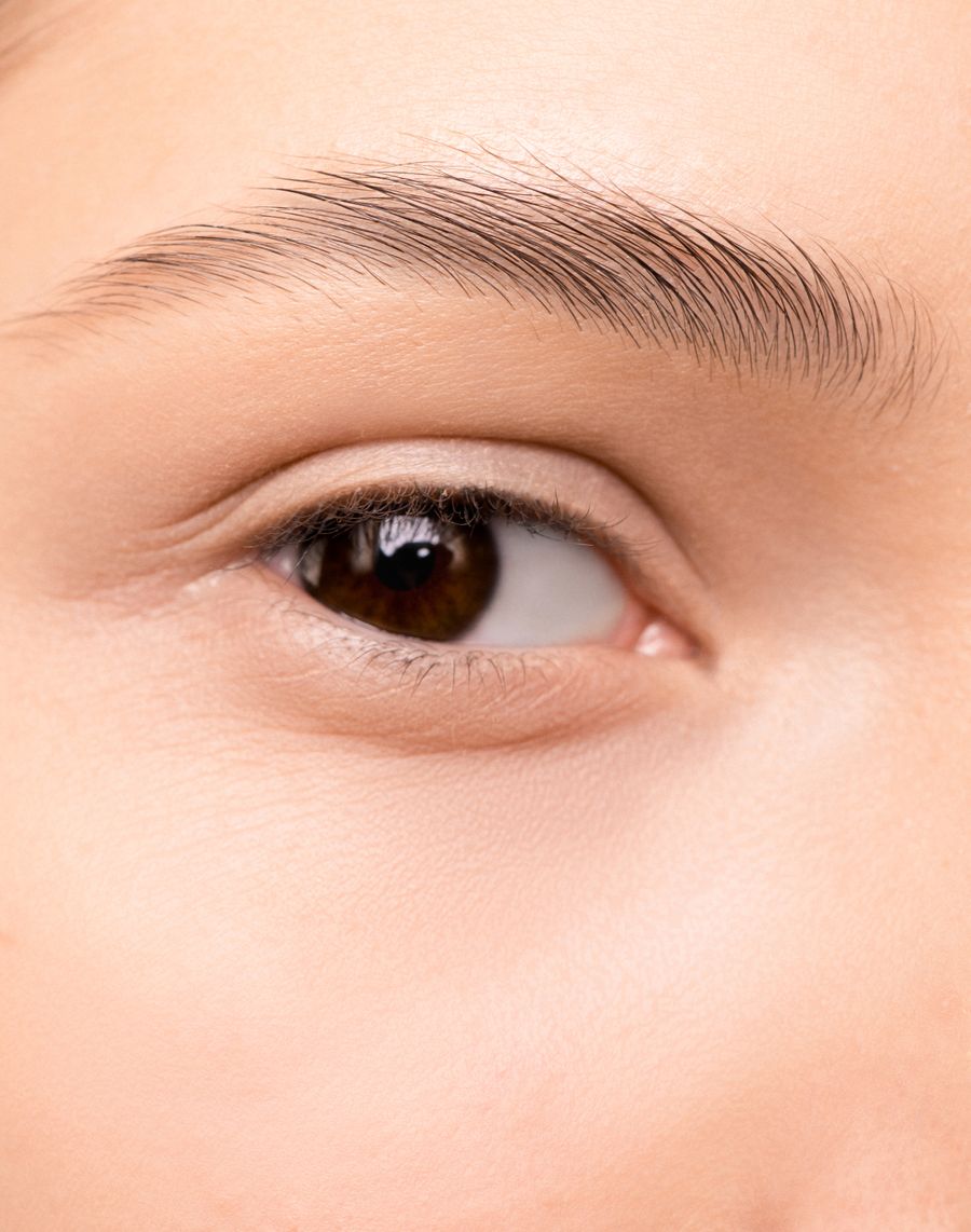 Close-up of the eyes and eyelids