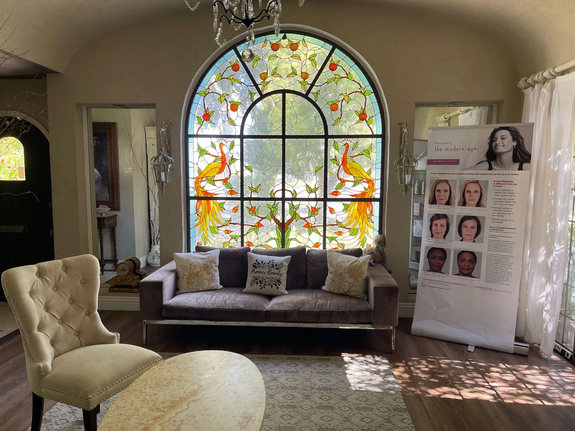 Spacious lounge area at the Riverside location